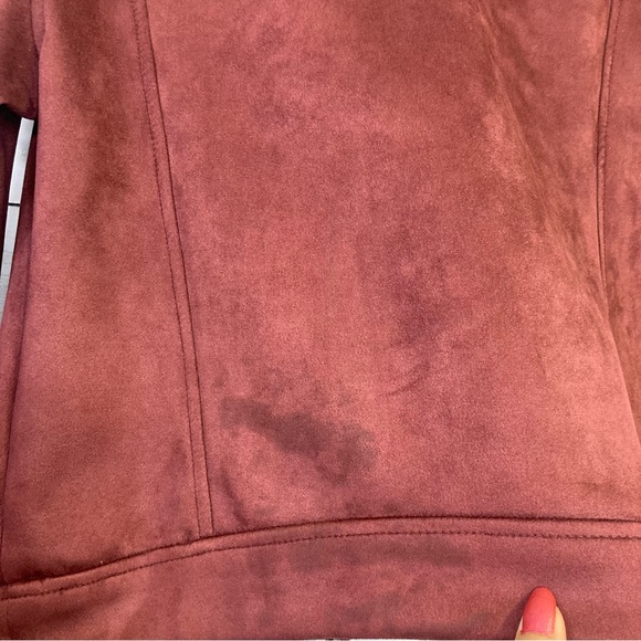 Old Navy Faux Suede Zip Up Moto Jacket size Small - Picture 10 of 11